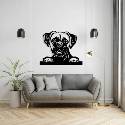 Boxer Dog Metal Wall Art close-up of the powder-coated finish