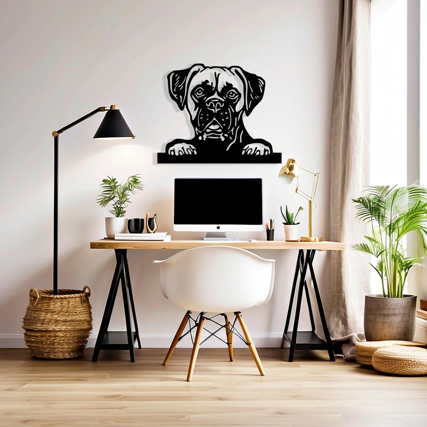 Boxer Dog Metal Wall Art, Modern Steel Silhouette