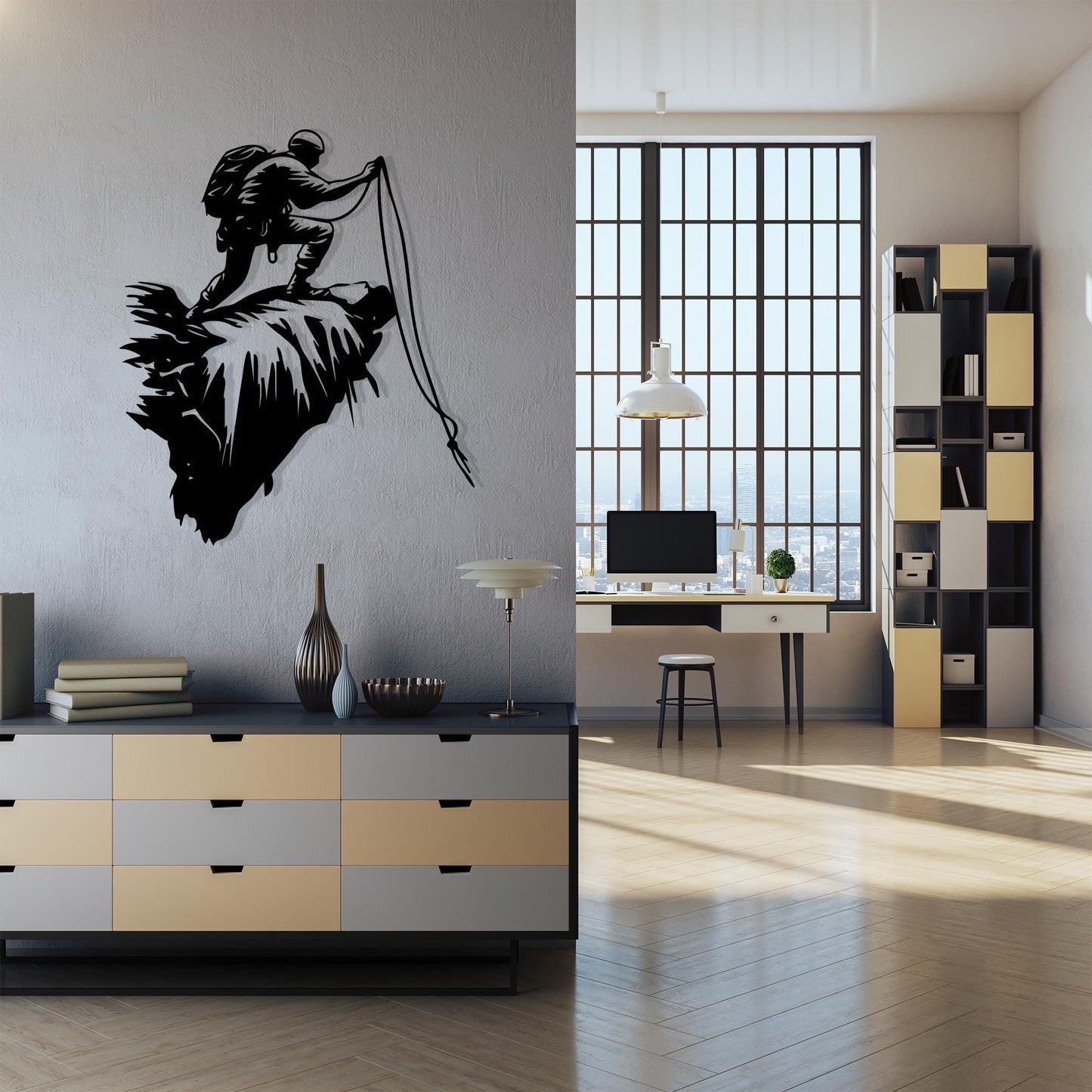 Rock Climber Metal Wall Art, Mountain Climbing Decor, Bouldering Gift for Him, Extreme Sport