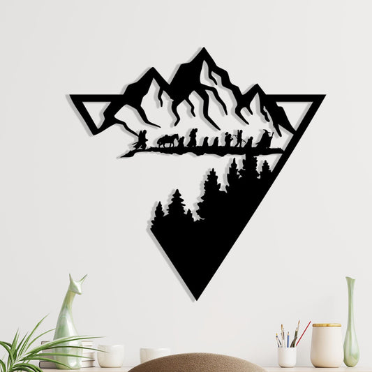 Geometric Mountain Metal Wall Art – laser-cut steel wall decor