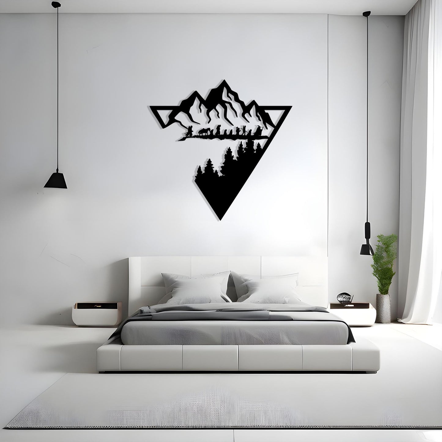 Lord of the Rings Metal Wall Art, Geometric Mountain Forest Decor