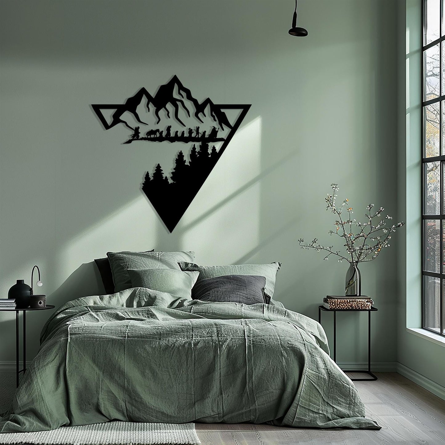 Lord of the Rings Metal Wall Art, Geometric Mountain Forest Decor