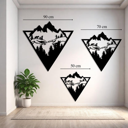 Geometric Mountain Metal Wall Art close-up of the powder-coated finish
