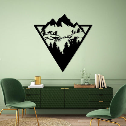 Geometric Mountain Metal Wall Art colour options for the metal panel