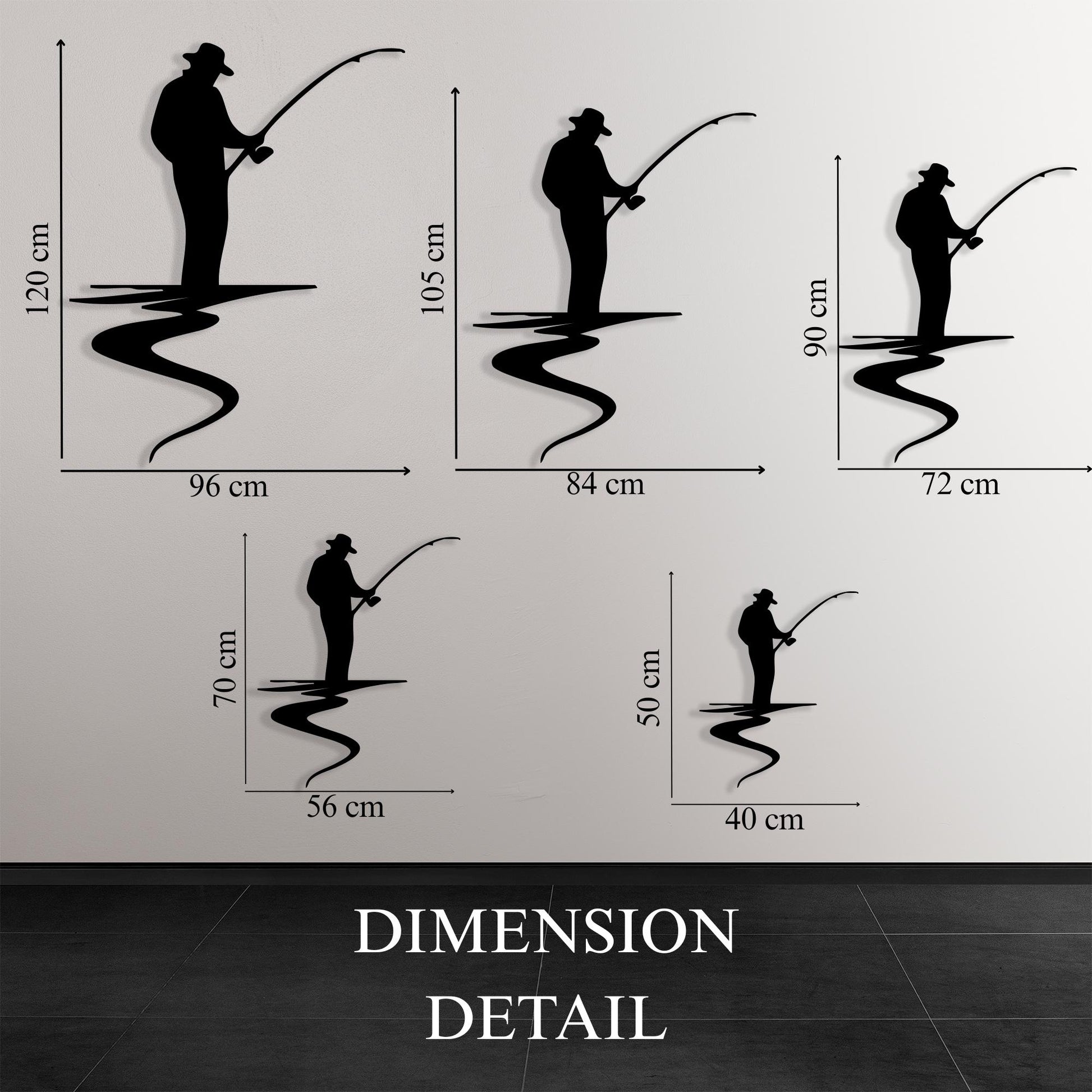 Fisherman Silhouette Metal Wall Art, Rustic Cabin Decor, Unique Birthday Gift | Wallsignature
