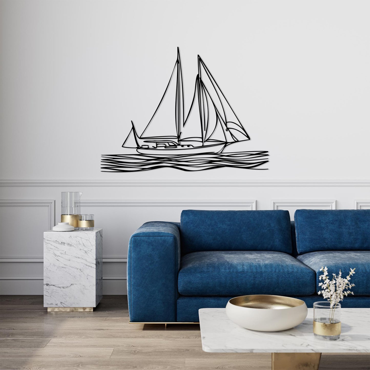 Sailboat Metal Wall Art, Coastal Line Art for Beach House Decor, Unique Birthday Gift | Wallsignature