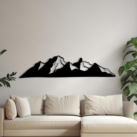 Black Metal Mountain Wall Art, Modern Nature Decor | Wallsignature