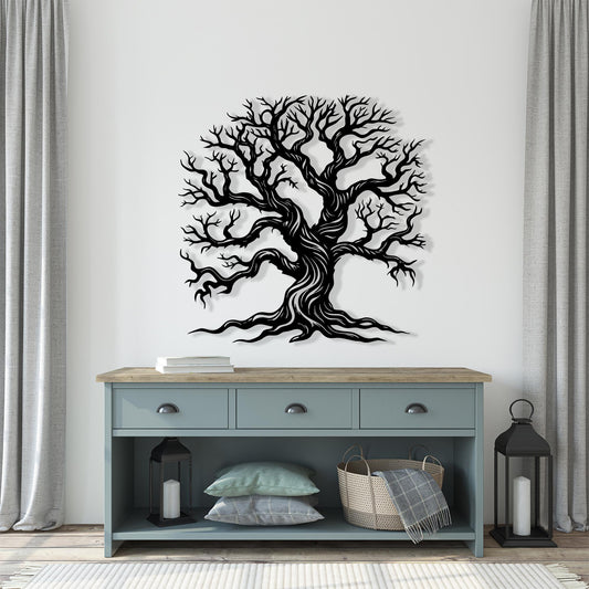 Gothic Tree of Life Metal Wall Art – laser-cut steel wall decor