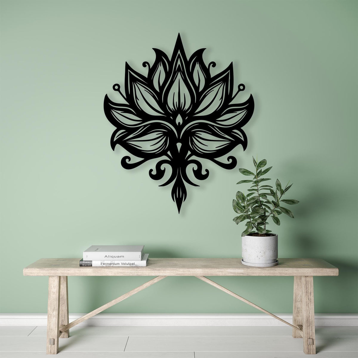Lotus Flower Metal Wall Art detail of the metal edge