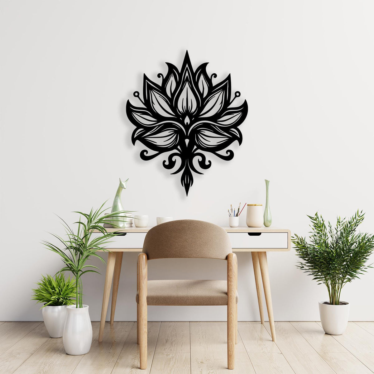 Lotus Flower Metal Wall Art colour options for the metal panel