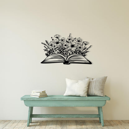 Book and Flowers Metal Wall Art bedroom interior styling