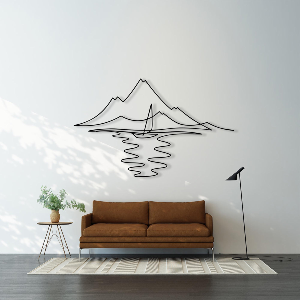 Minimalist Sailboat Metal Wall Art bedroom interior styling