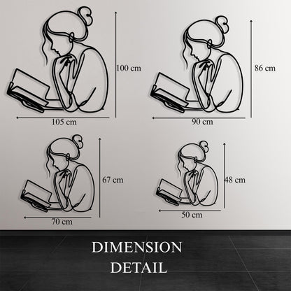 Minimalist Reading Woman Metal Wall Art detail of the metal edge