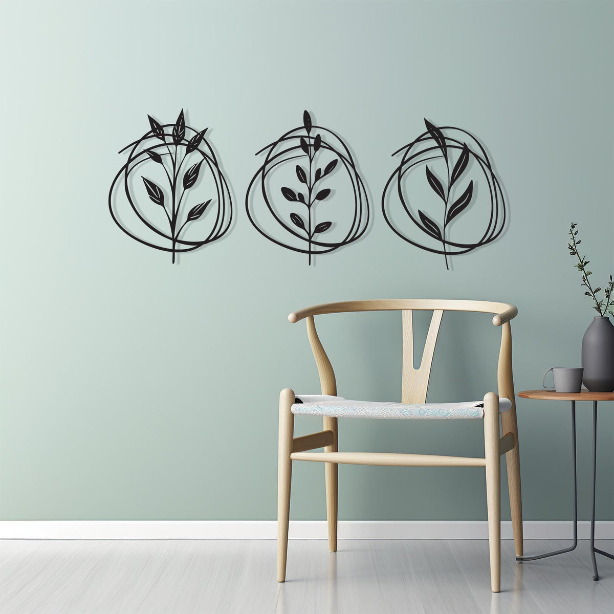 Botanical Metal Wall Art Set of 3 colour options for the metal panel