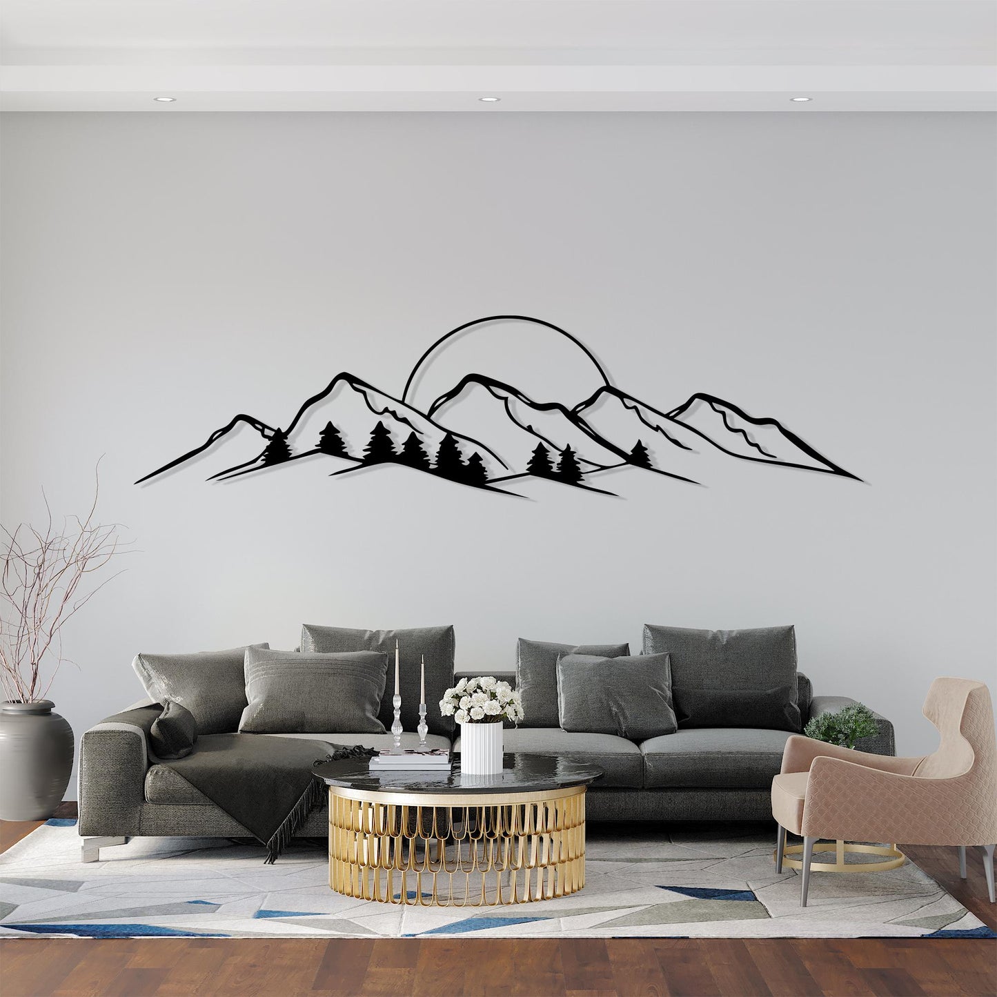 Mountain Metal Wall Art, Black Forest Landscape, Modern Rustic Decor | Wallsignature