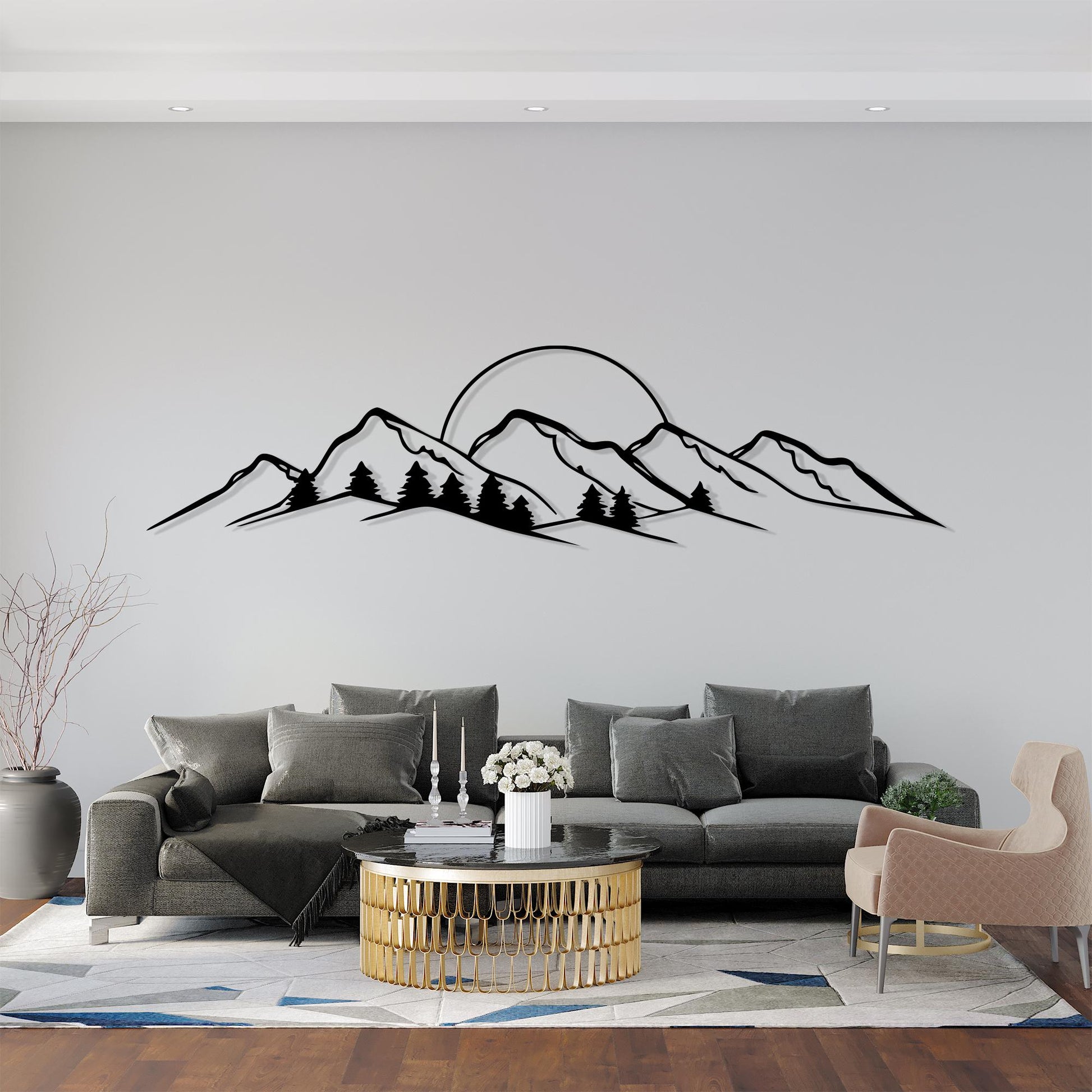 Mountain Metal Wall Art, Black Forest Landscape, Modern Rustic Decor | Wallsignature