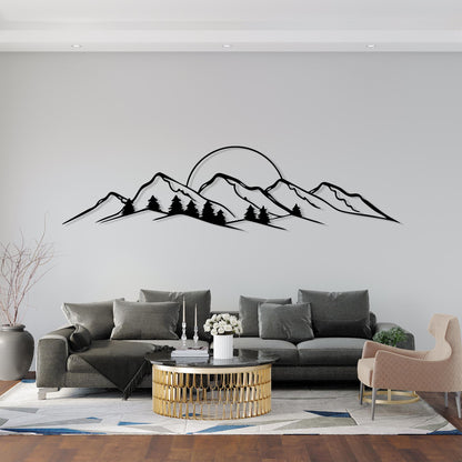 Mountain Metal Wall Art shown on a living room wall