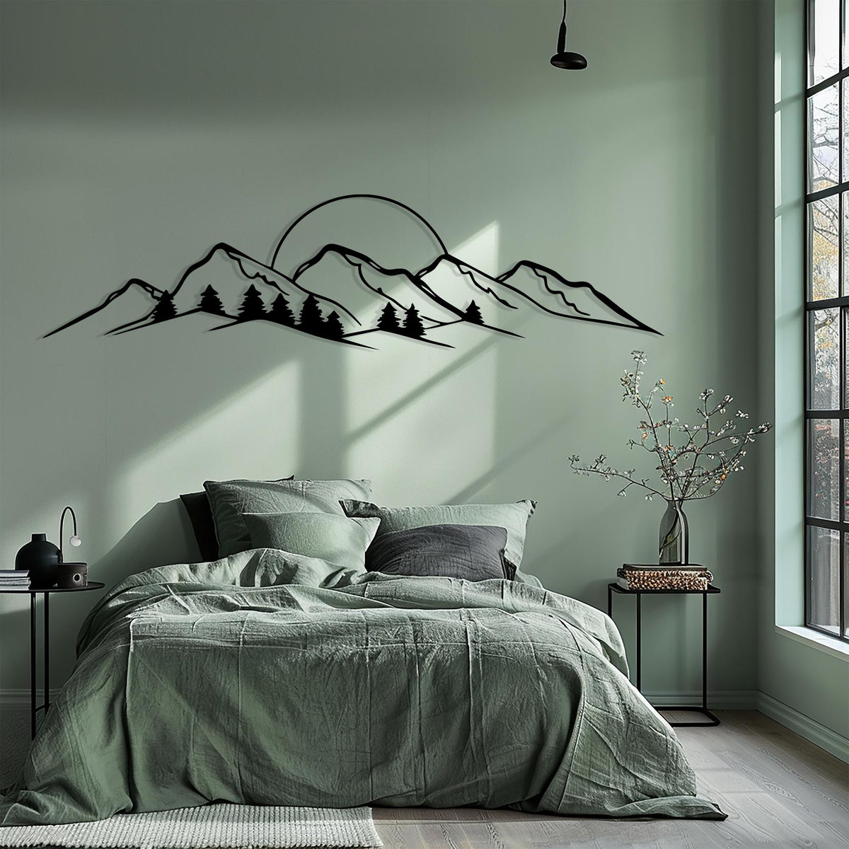 Mountain Metal Wall Art hanging hardware and mounting detail