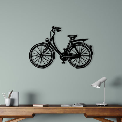 Bicycle Black Metal Wall Art shown on a living room wall