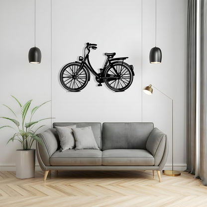 Bicycle Black Metal Wall Art in a modern hallway