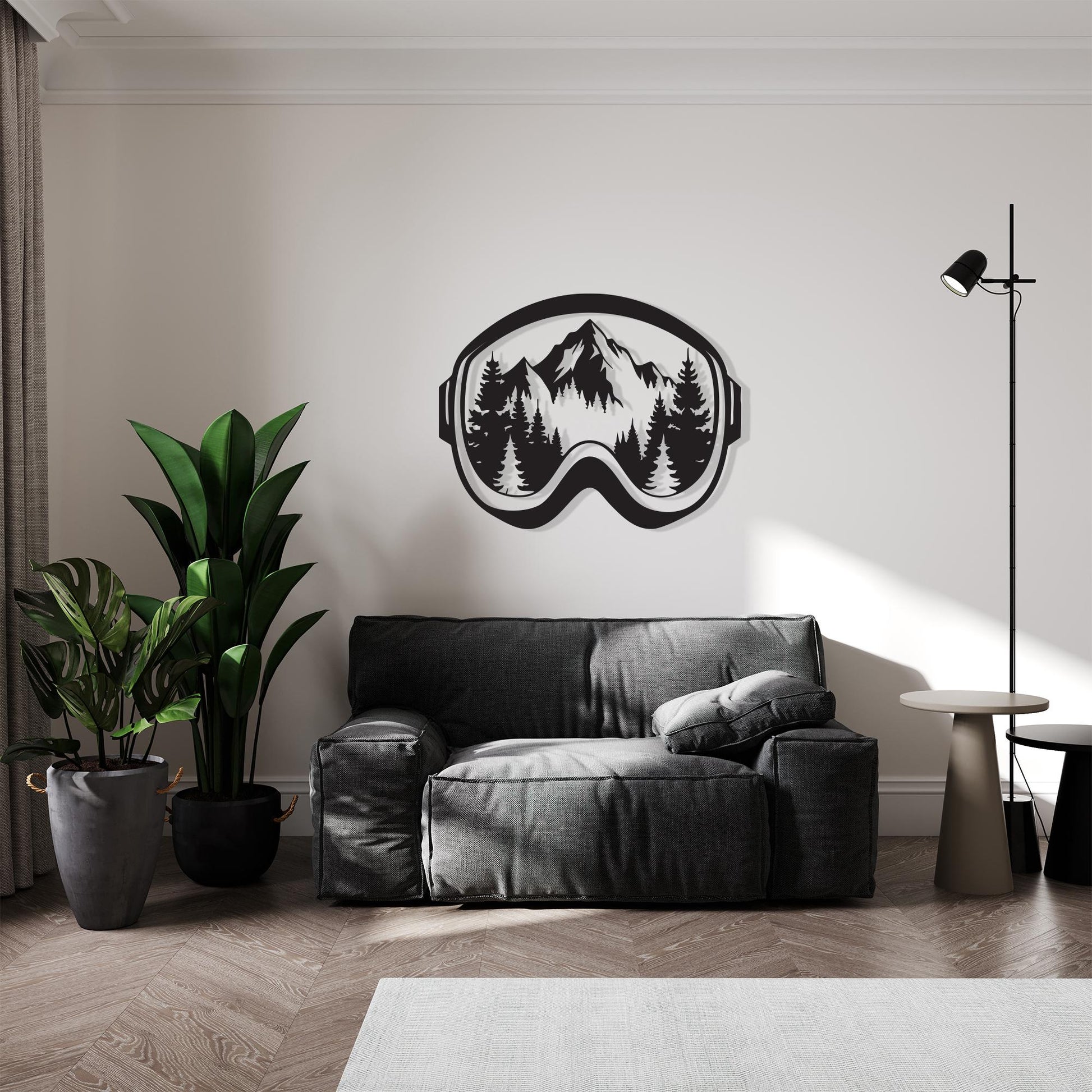 Ski Goggle Metal Wall Art, Mountain Forest Scene, Cabin Decor | Wallsignature