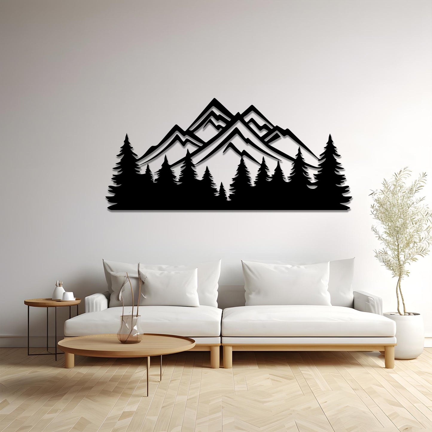 Mountain and Tree Metal Wall Art, Nature Inspired Home Decor | Wallsignature