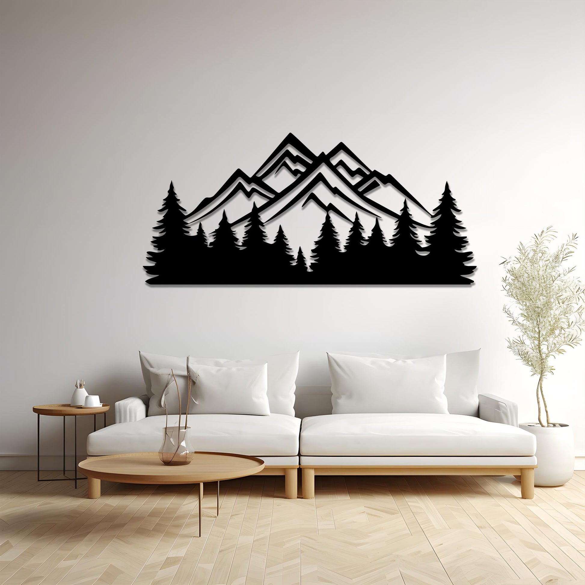 Mountain and Tree Metal Wall Art, Nature Inspired Home Decor | Wallsignature