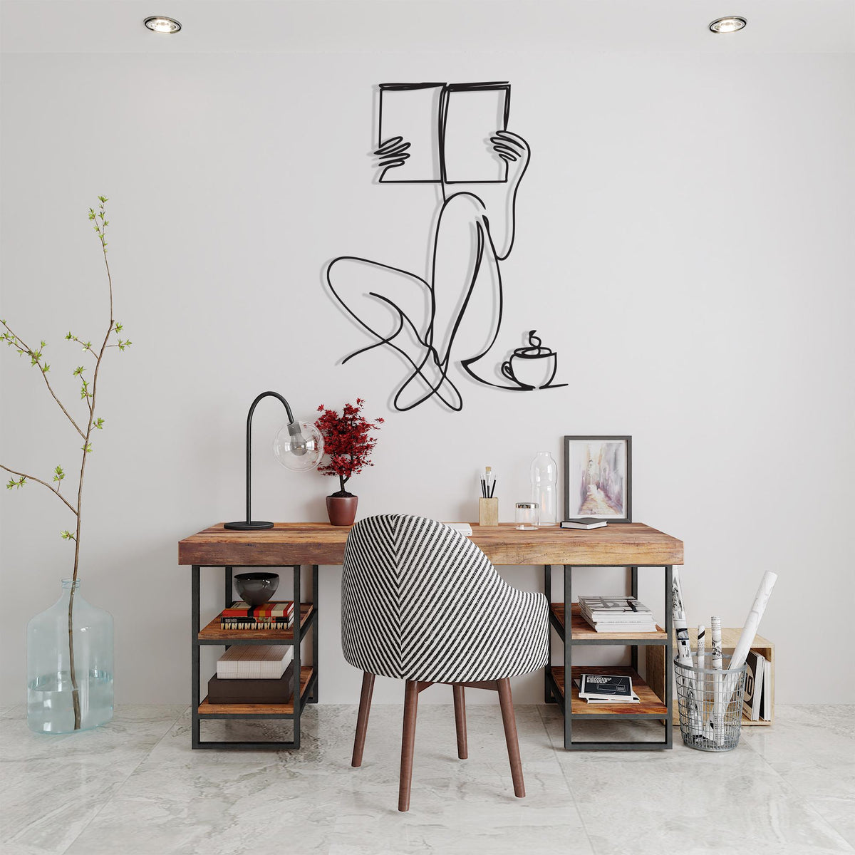 Coffee and Books Metal Wall Art colour options for the metal panel