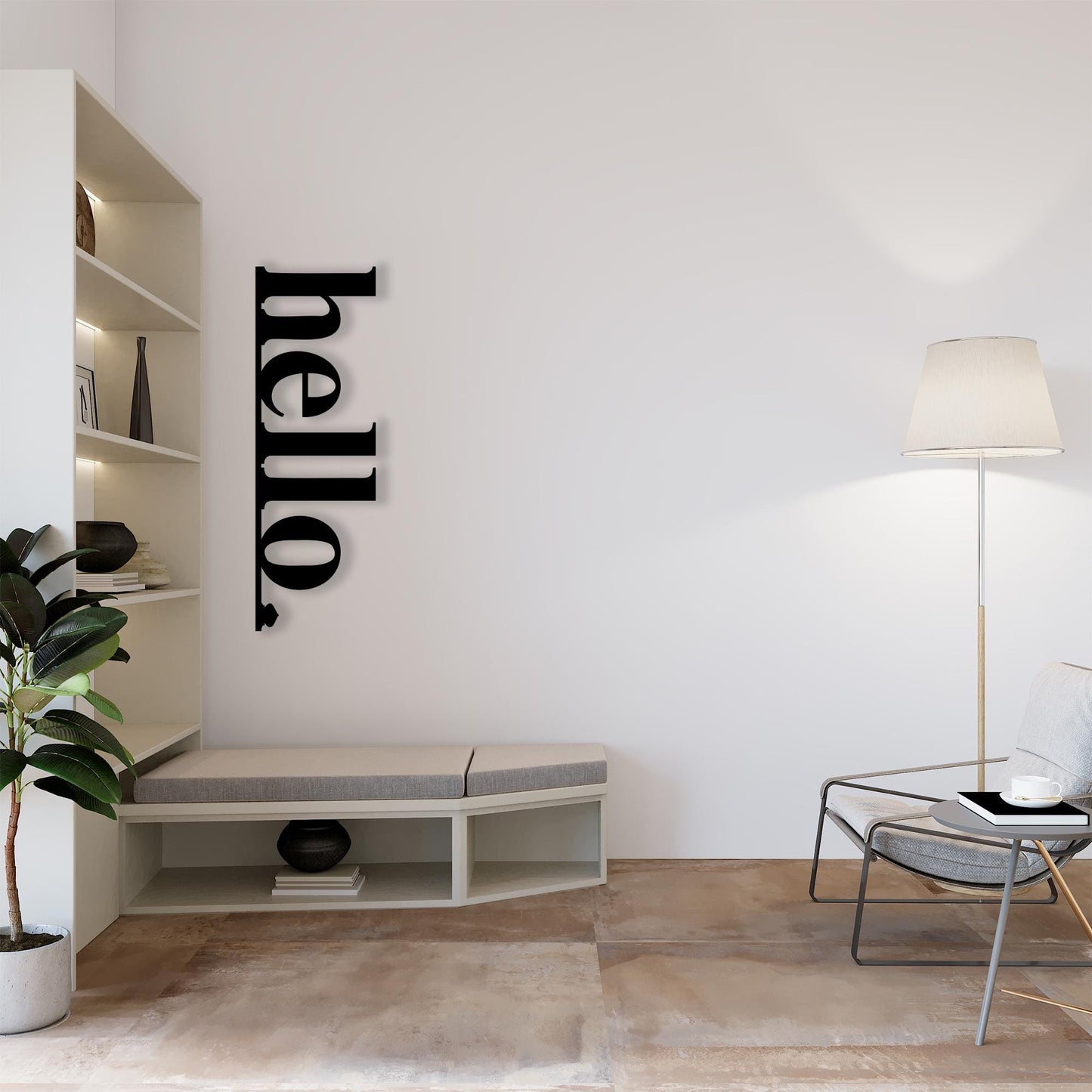 Modern Hello Metal Wall Art, Minimalist Entryway Decor | Wallsignature