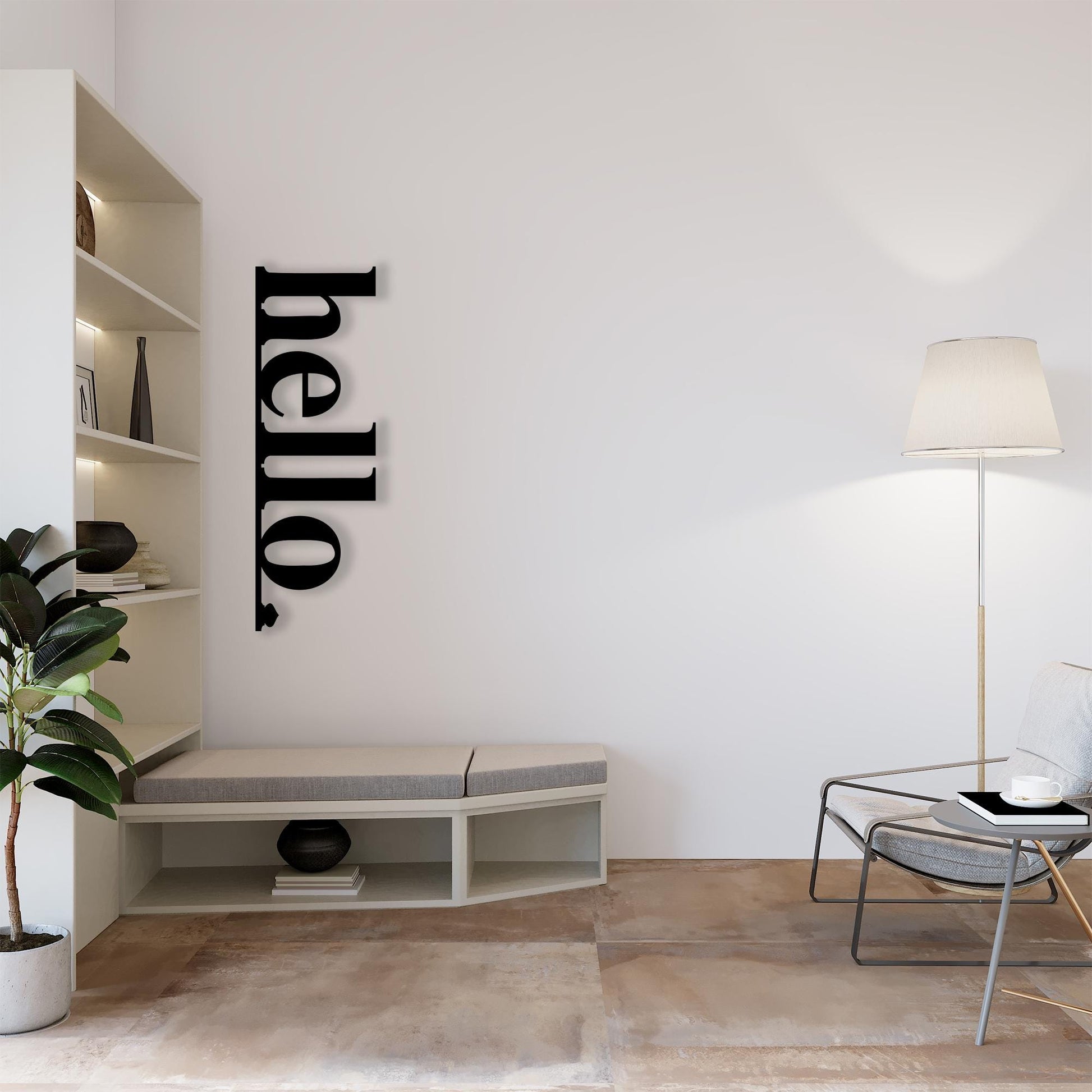 Modern Hello Metal Wall Art, Minimalist Entryway Decor | Wallsignature