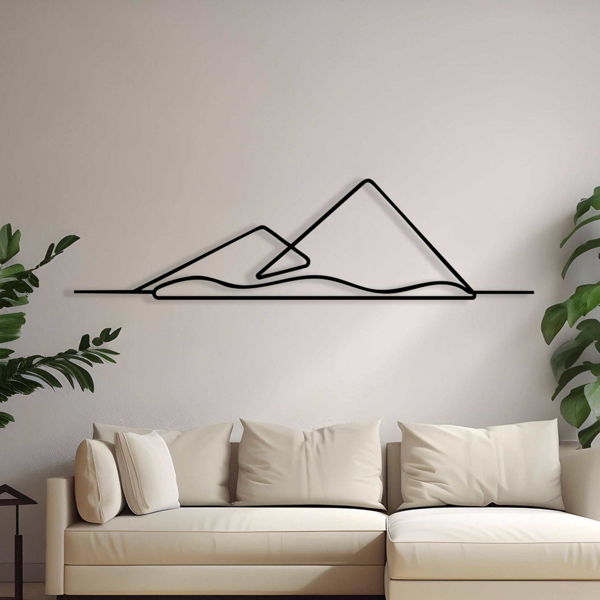 Minimalist Mountain Metal Wall Art, Modern Line Design For Living Room, Unique Birthday Gift | Wallsignature