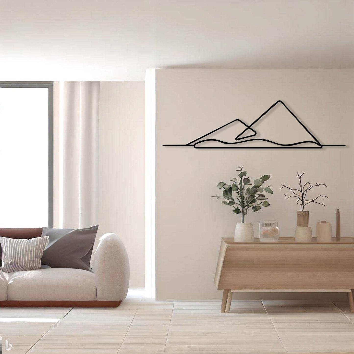 Minimalist Mountain Metal Wall Art, Modern Line Design For Living Room, Unique Birthday Gift | Wallsignature