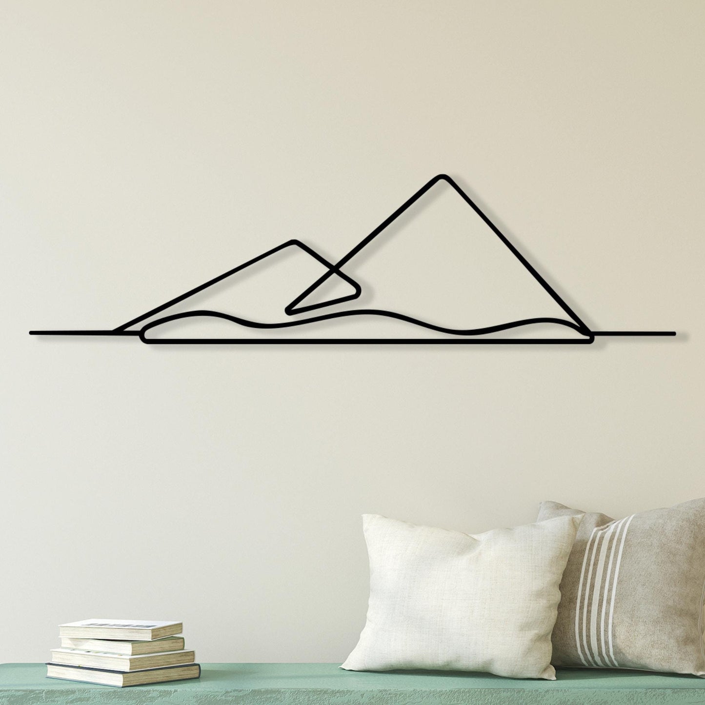 Black Metal Mountain Lake Wall Art bedroom interior styling