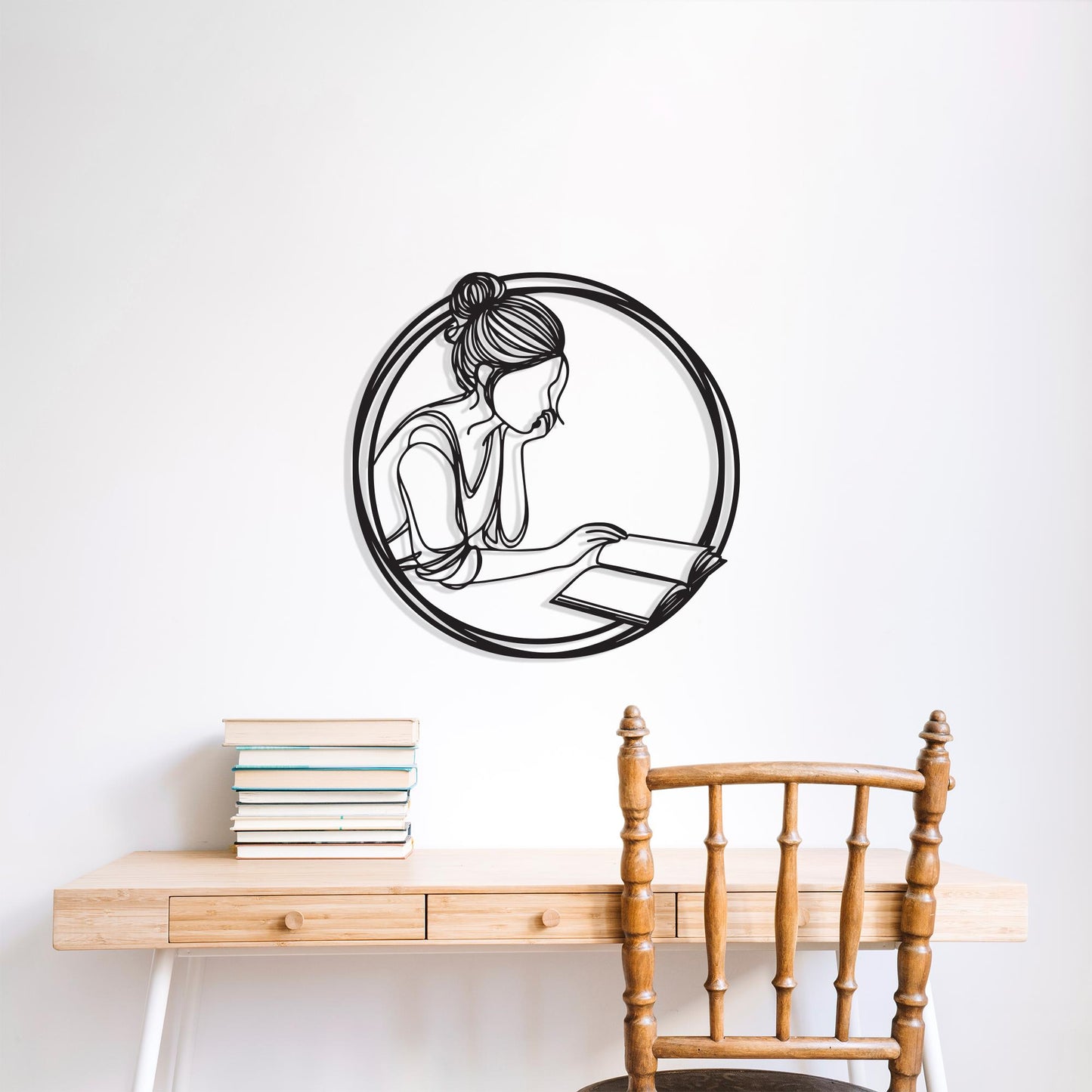 Woman Reading Metal Wall Art – Minimalist Library Decor Birthday Gift | Wallsignature