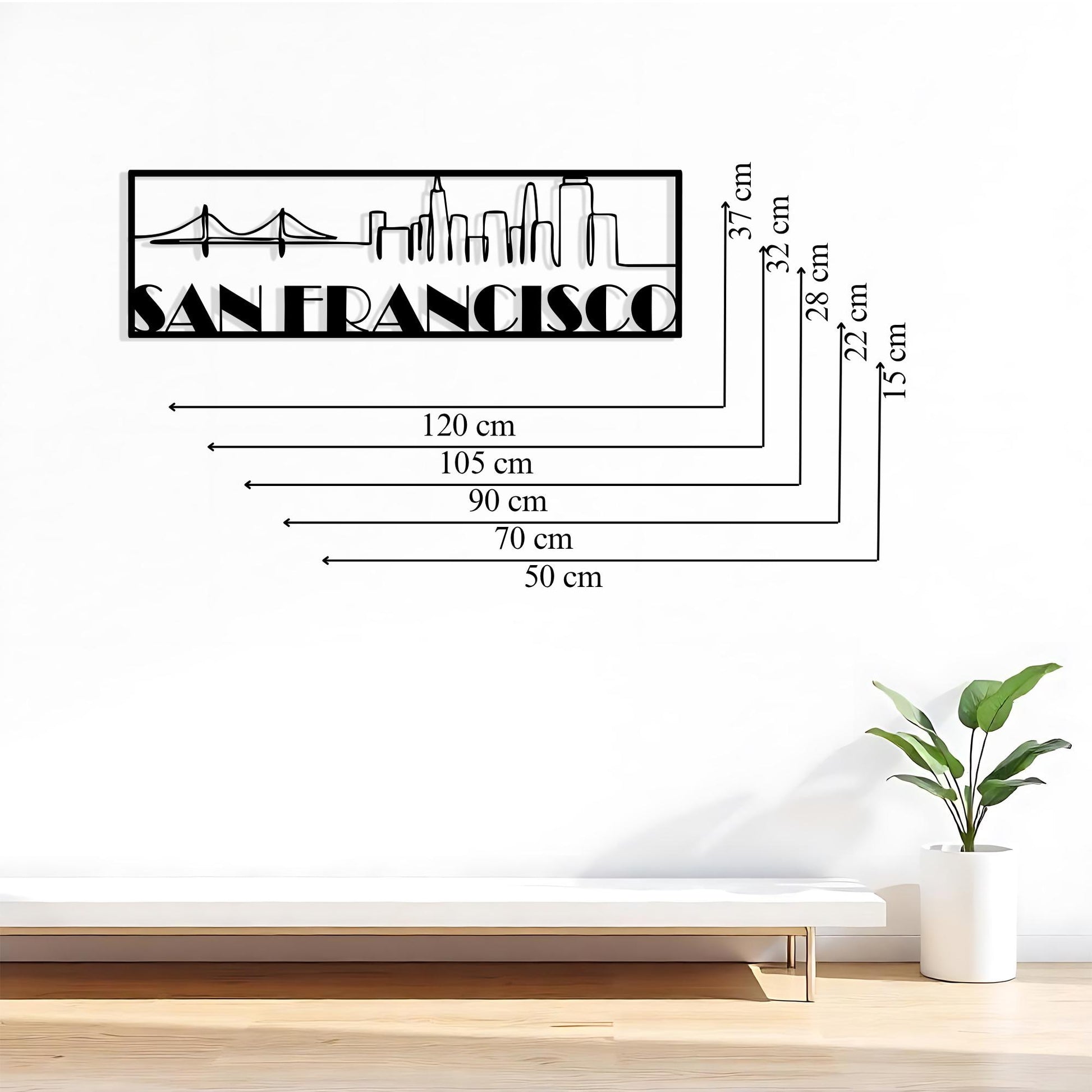 San Francisco Skyline Metal Wall Art, Modern Industrial Home Decor | Wallsignature