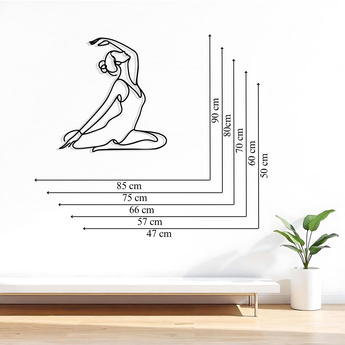 Yoga Pose Metal Wall Art, Minimalist Zen Decor | Wallsignature