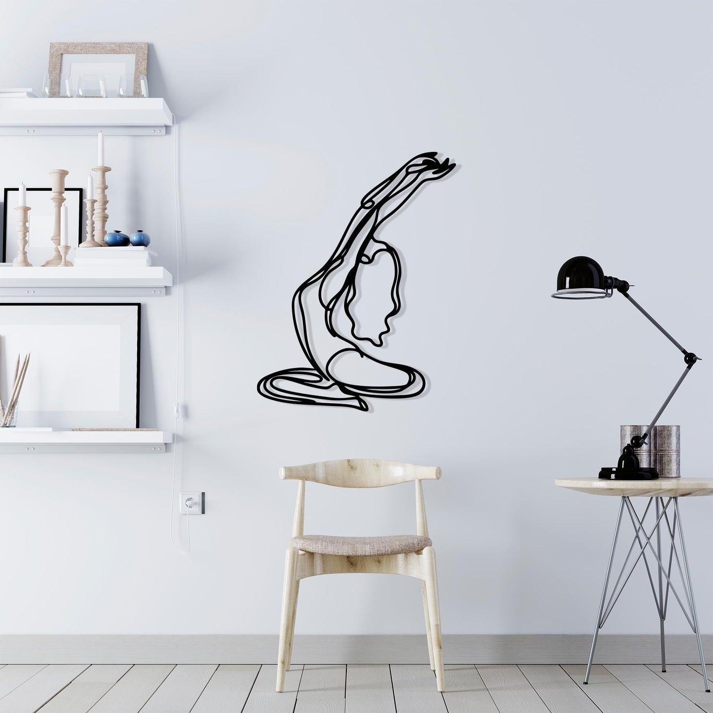 Minimalist Yoga Pose Metal Wall Art detail of the metal edge