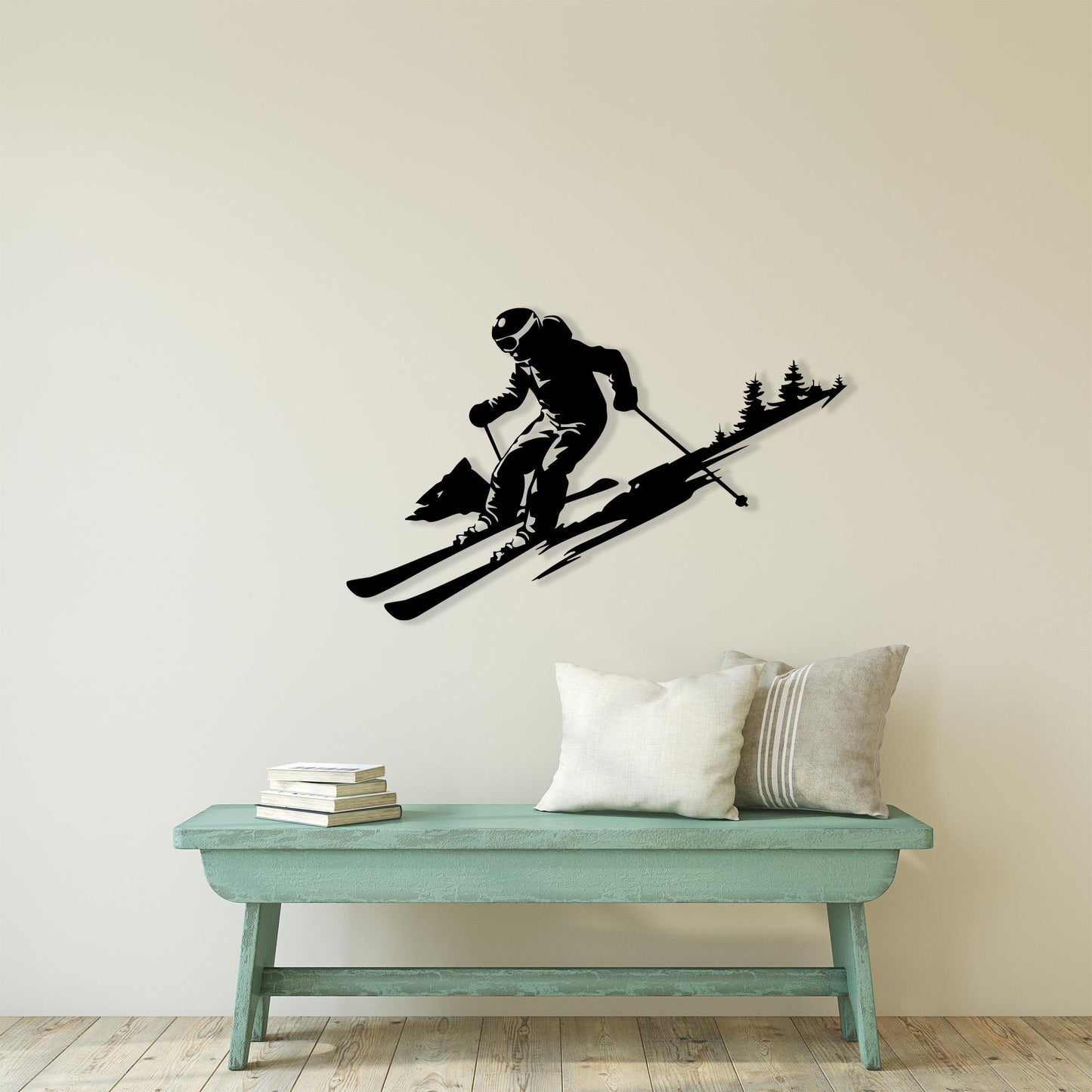 Metal Skier Wall Art, Winter Sports Decor, Mountain Cabin Sign, Skiing Gift | Wallsignature