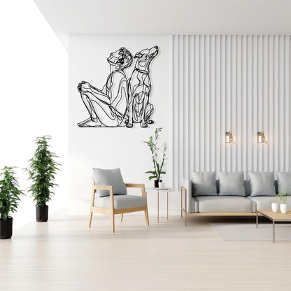 Modern Line Art Dog and Owner Metal Wall Decor colour options for the metal panel