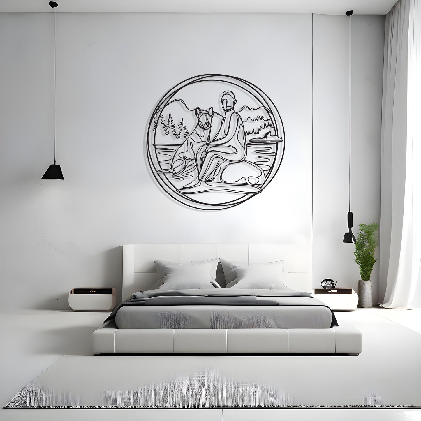 Minimalist Dog and Owner Metal Wall Art colour options for the metal panel