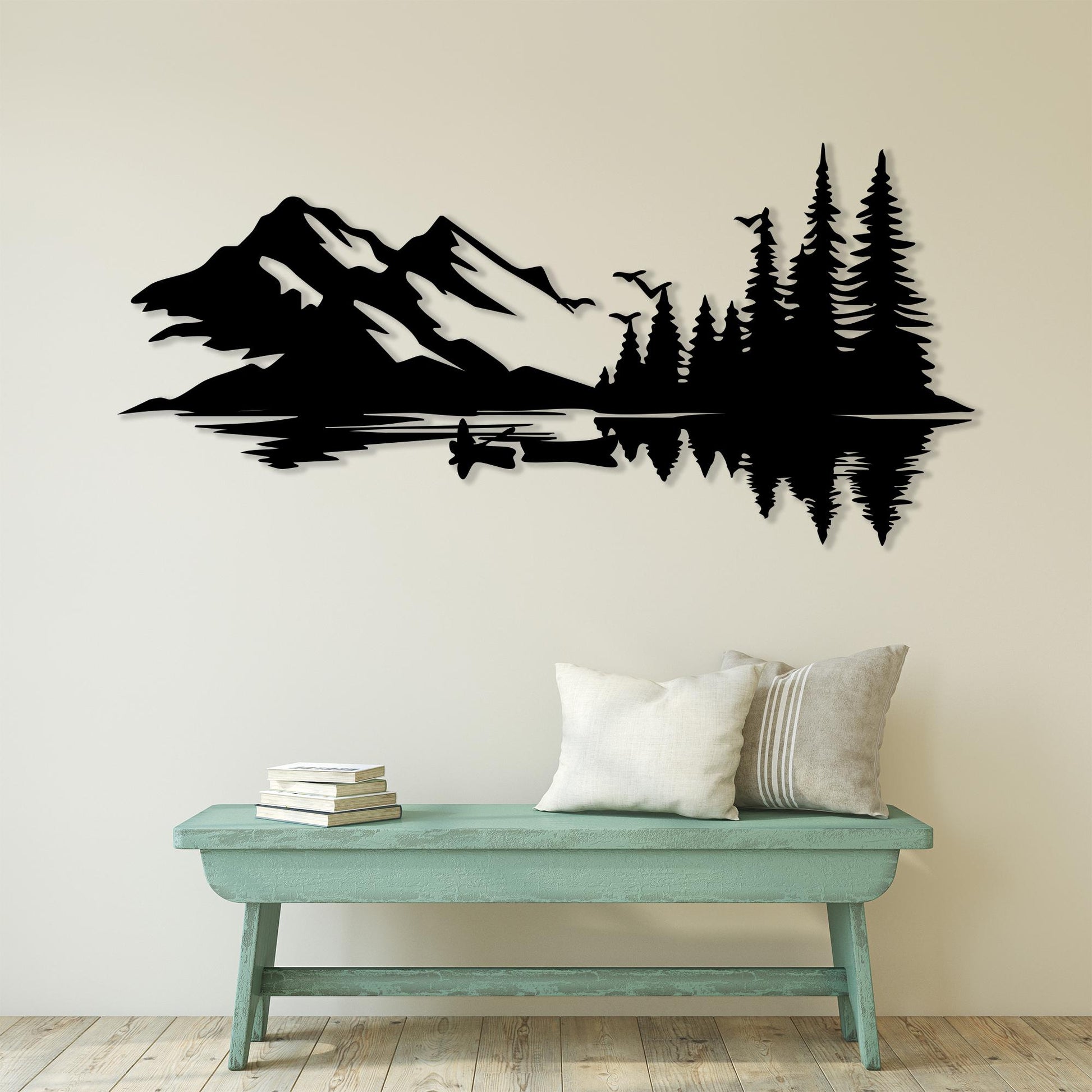 Mountain Lake Canoe Metal Wall Art, Cabin Decor Landscape, Unique Birthday Gift | Wallsignature