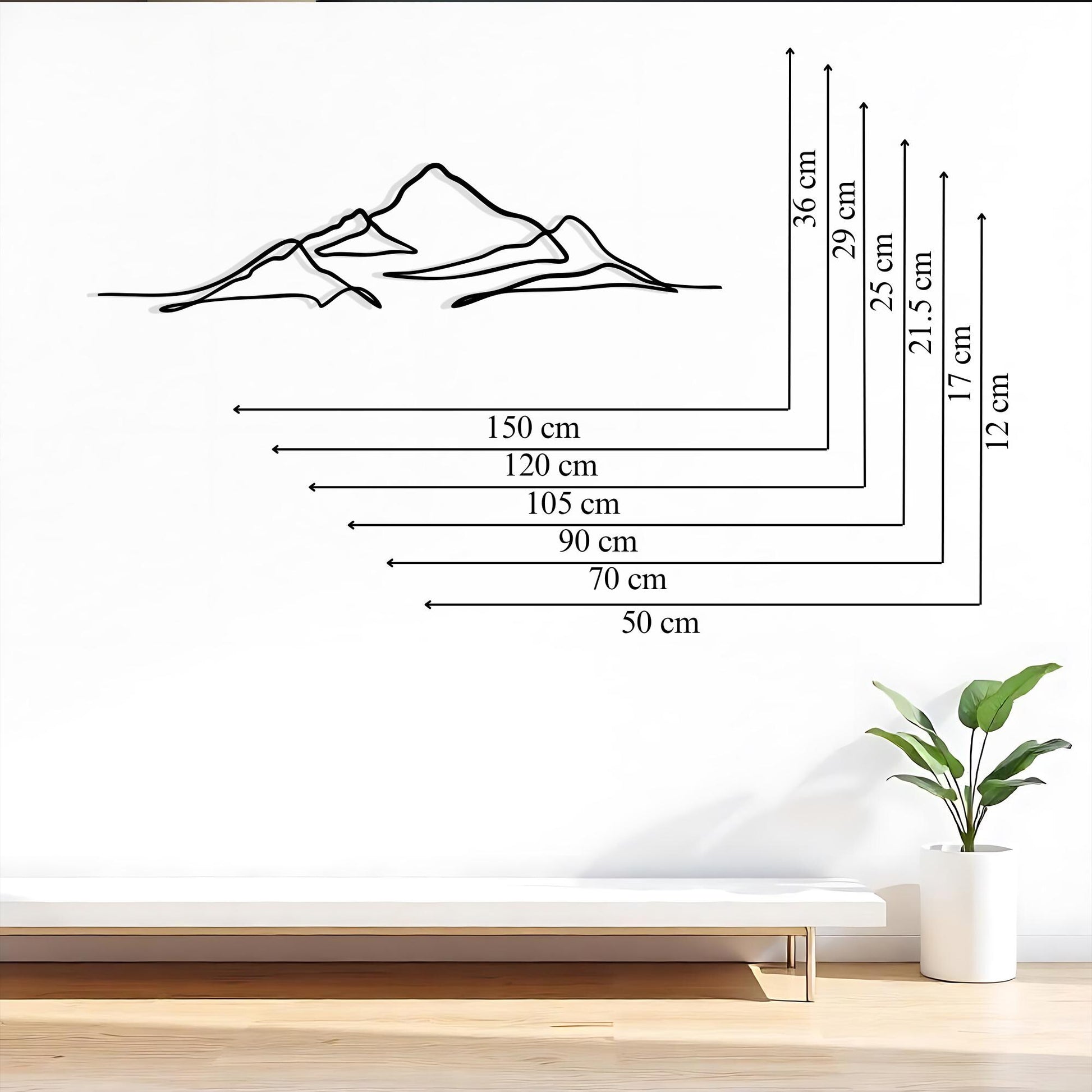 Minimalist Mountain Line Art, Metal Wall Decor for Living Room, Housewarming Gift | Wallsignature