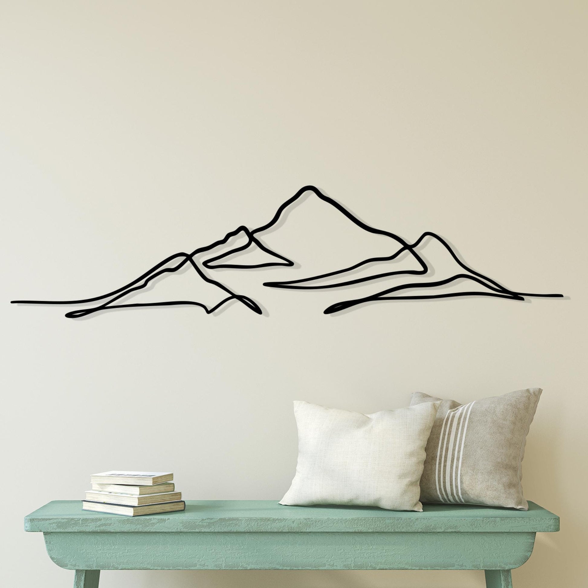 Minimalist Mountain Line Art, Metal Wall Decor for Living Room, Housewarming Gift | Wallsignature