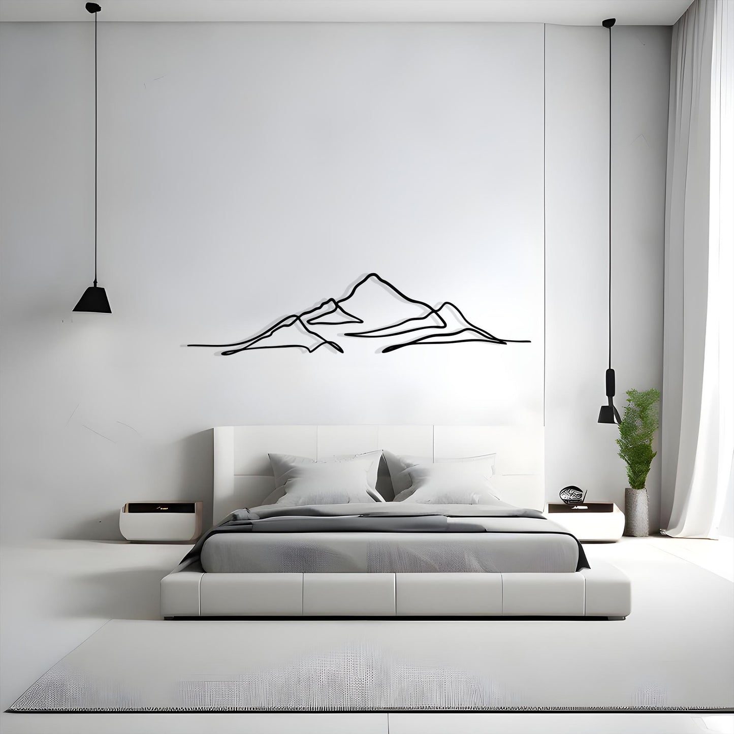 Minimalist Mountain Line Art, Metal Wall Decor for Living Room, Housewarming Gift | Wallsignature