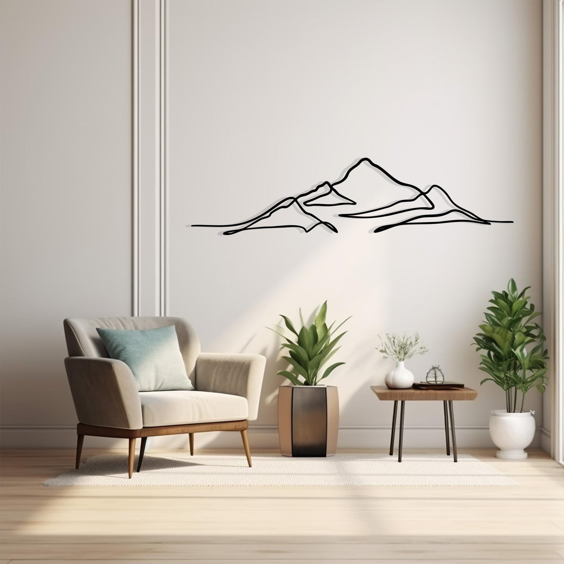 Minimalist Mountain Line Art, Metal Wall Decor for Living Room, Housewarming Gift | Wallsignature