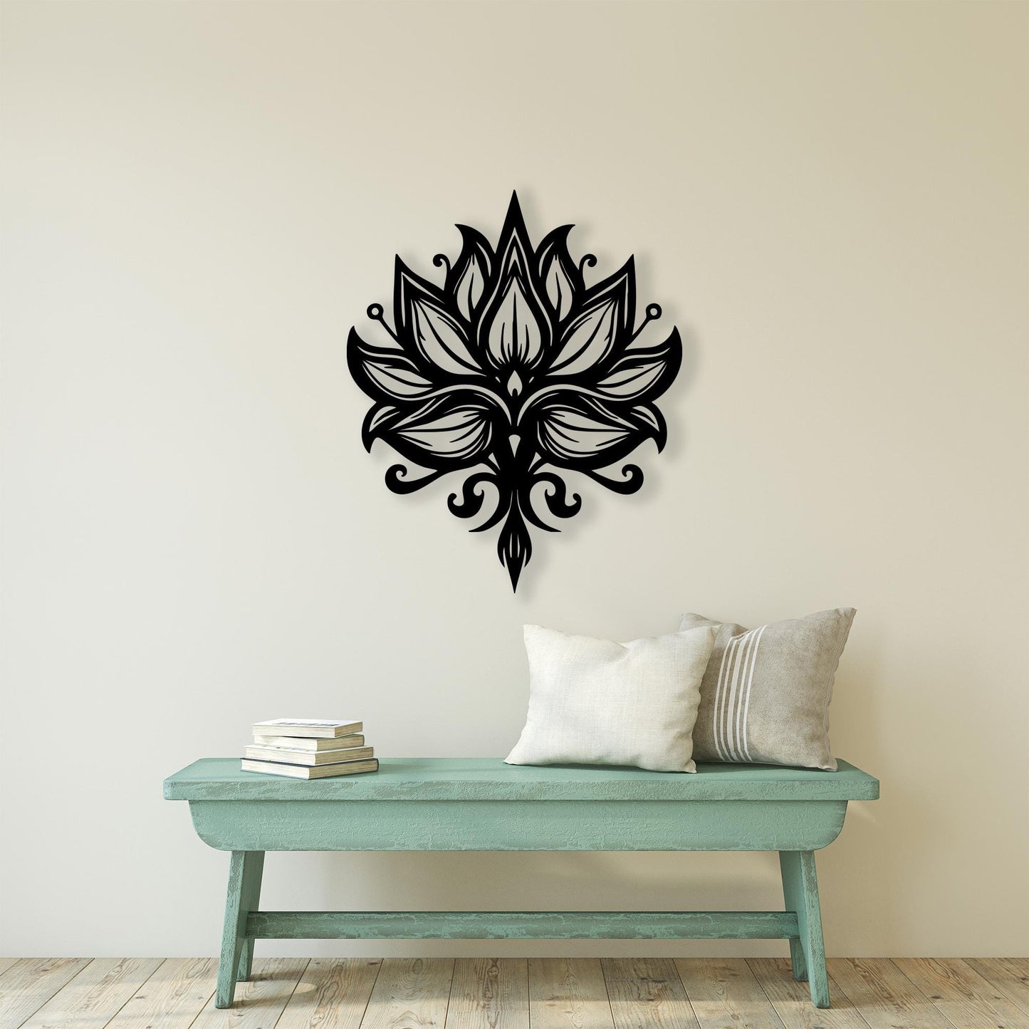 Lotus Flower Metal Wall Art close-up of the powder-coated finish