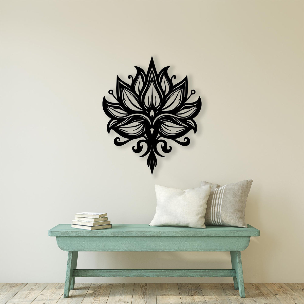 Lotus Flower Metal Wall Art close-up of the powder-coated finish