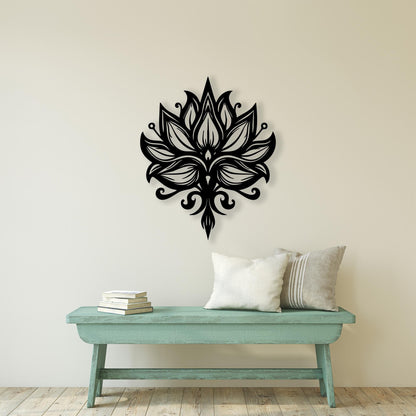 Lotus Flower Metal Wall Art close-up of the powder-coated finish