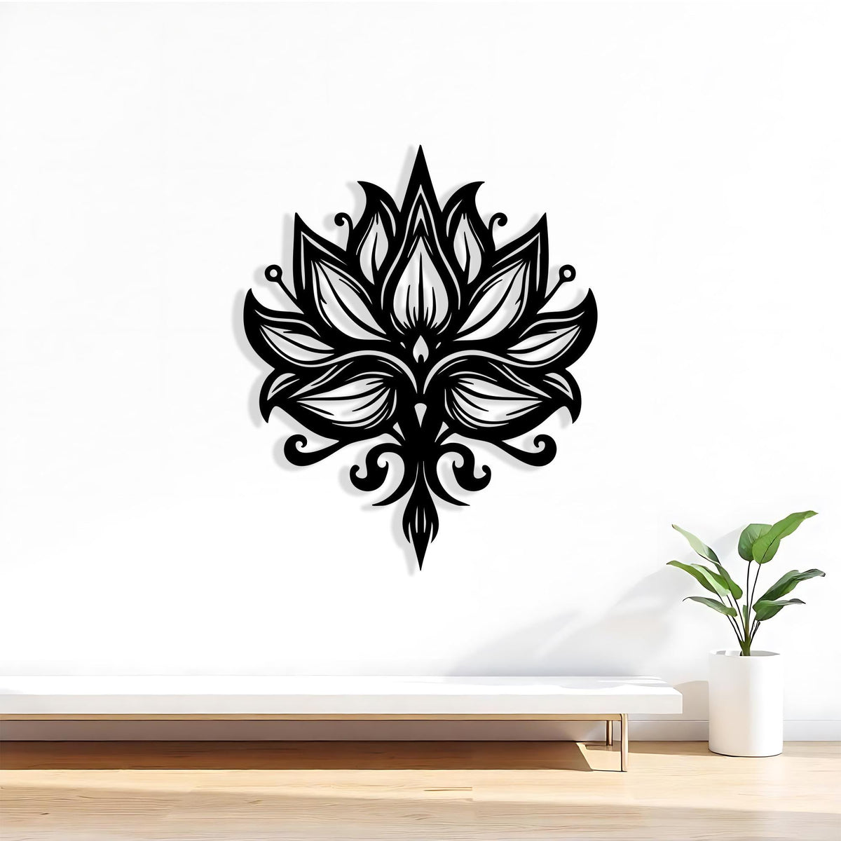 Lotus Flower Metal Wall Art – laser-cut steel wall decor