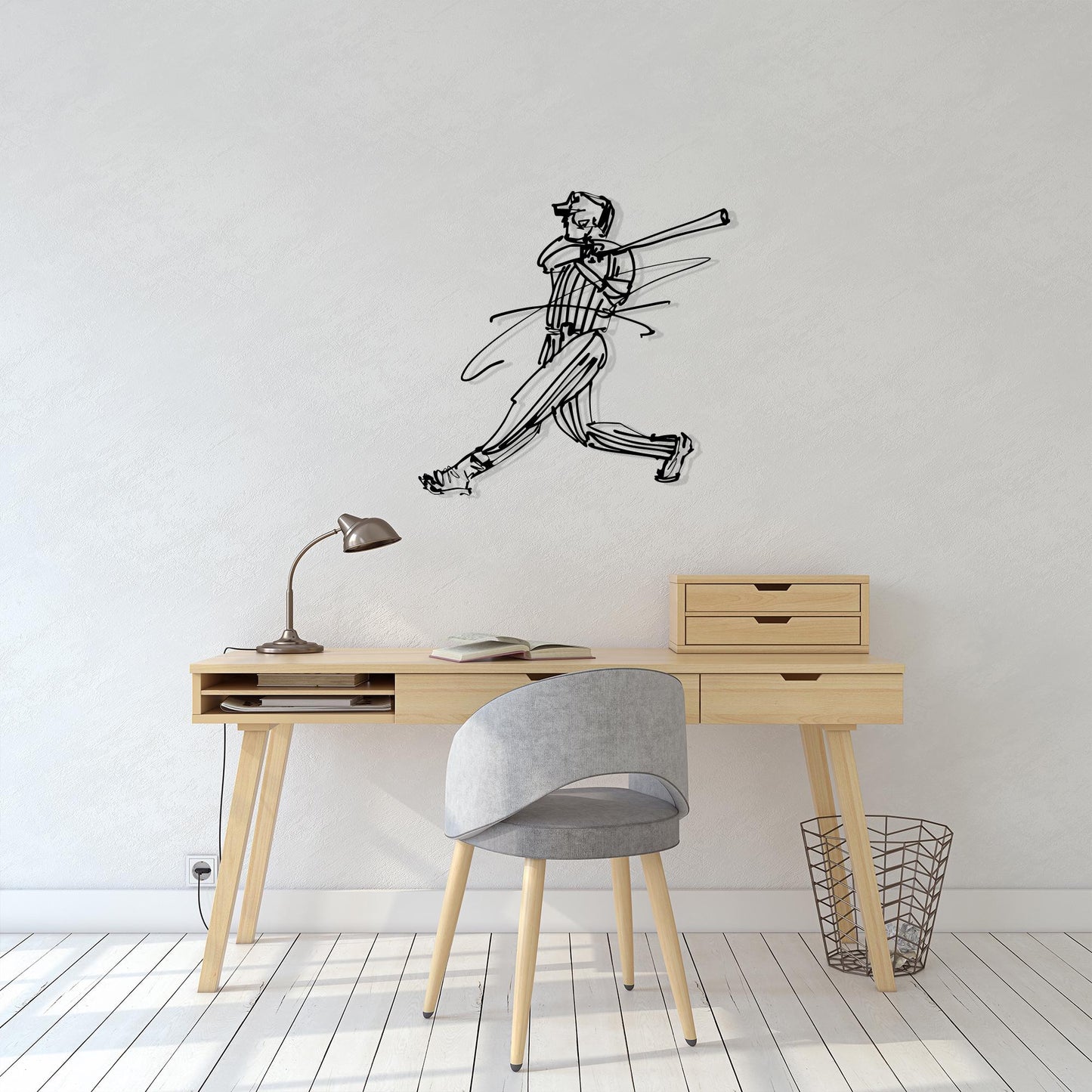 Baseball Player Metal Wall Art colour options for the metal panel
